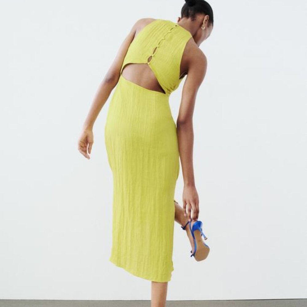 NWT ZARA WRINKLE-EFFECT KNOT DRESS L, XS, S, M, L, XL 4387